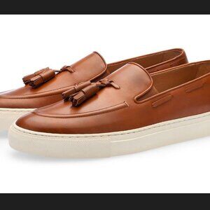 SUPERGLAMOUROUS PHILIPPE NAPPA COGNAC SKATE LEATHER SLIP ON SNEAKER SIZE 10